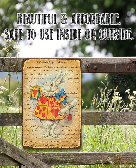 Alice in Wonderland - White Rabbit Dressed As Herald - Metal Sign