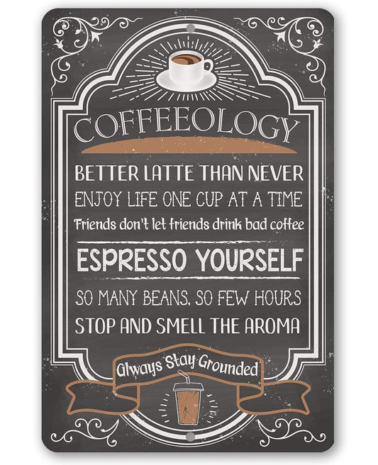 Coffeeology Coffee Quotes - Metal Sign