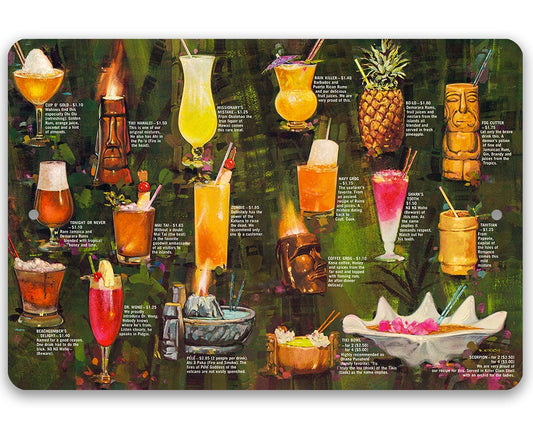 Colorful Vintage Tiki Menu - Metal Sign