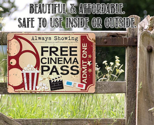 Free Cinema Pass - Metal Sign