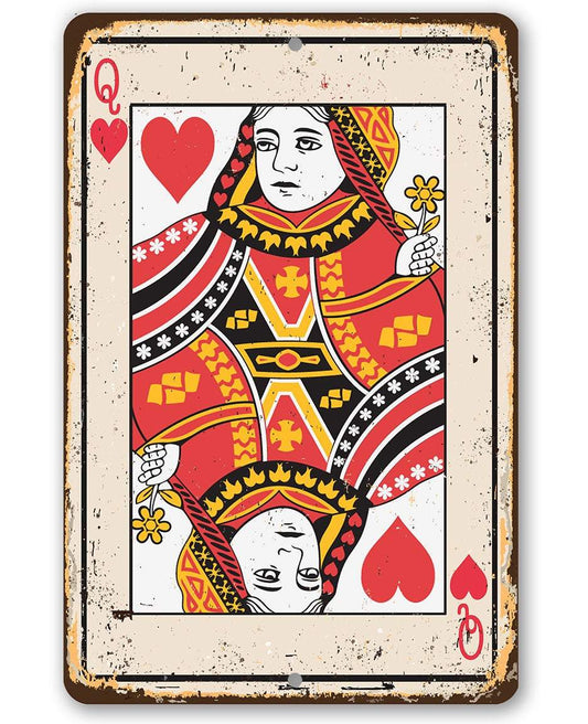 Queen of Hearts Card - Metal Sign