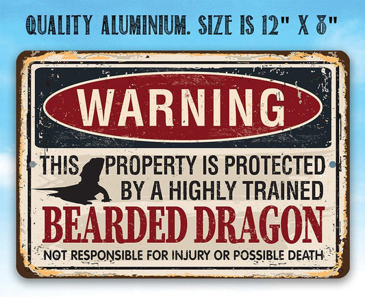 Warning Property Protected By Bearded Dragon - Metal Sign