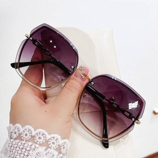 Metal Trimming Oversized Rhinestones Gradient Sun Glasses Otarealm