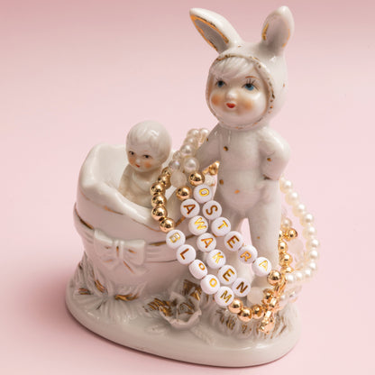 Gold Bunny Charm Easter Bunny Metallic Gold and Pearl DIY Jar