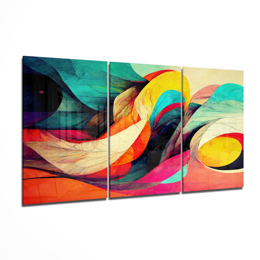 Sunlit Abstract Swirls Glass Wall Art