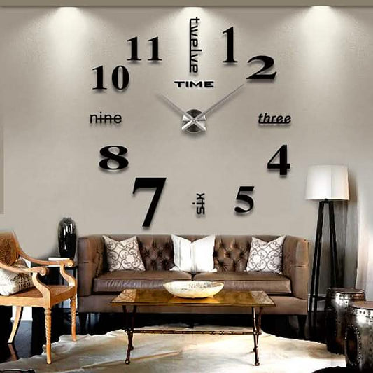 Modern Acrylic Wall Clock Digital Brushed Steel Otarealm