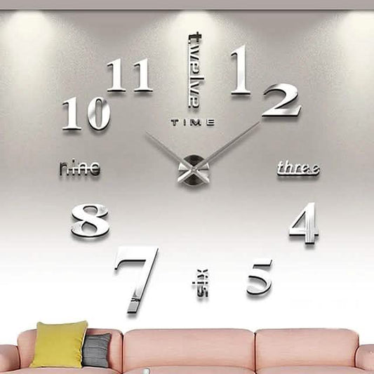 Modern Acrylic Wall Clock Digital Brushed Steel Otarealm