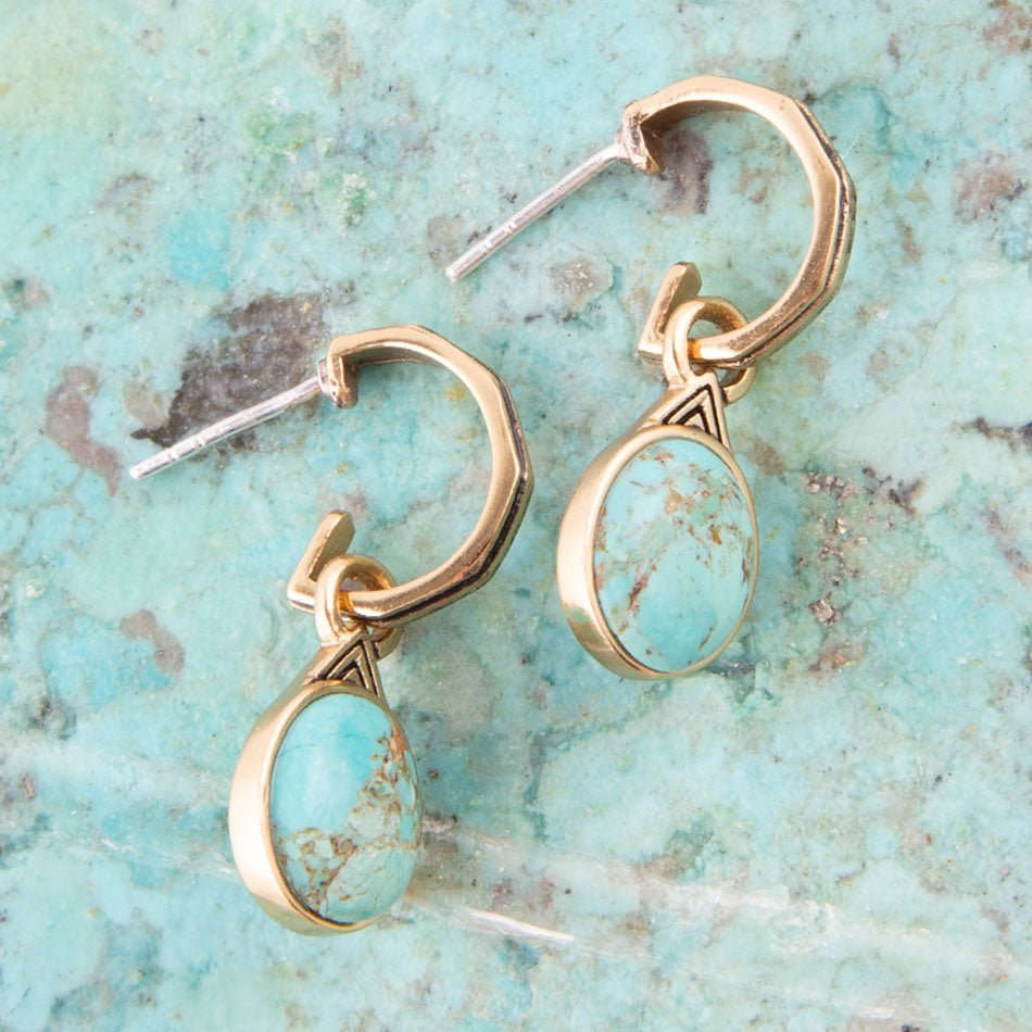 Nova Half-Hoop Blue Turquoise and Golden Earrings Otarealm