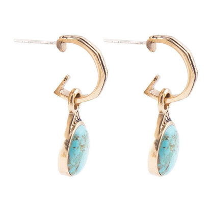 Nova Half-Hoop Blue Turquoise and Golden Earrings Otarealm