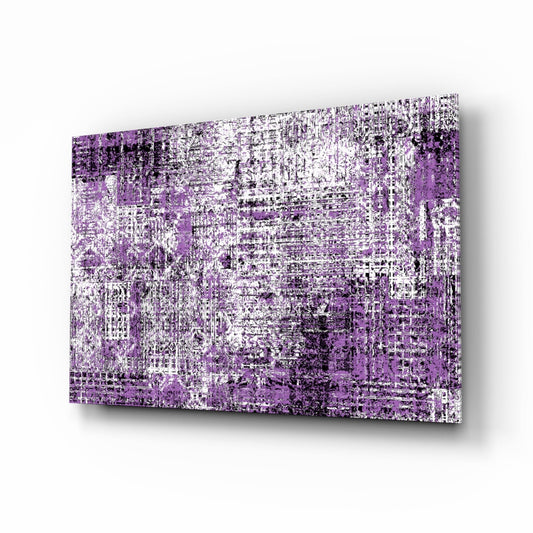Purple Grunge Crosshatch Glass Wall Art