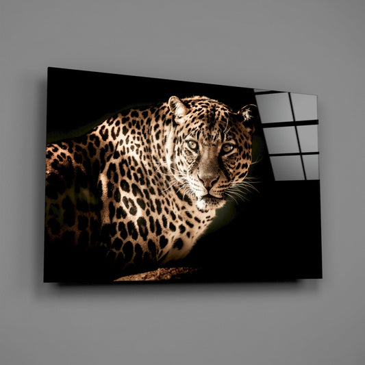 Warm Sepia Leopard Glass Wall Art