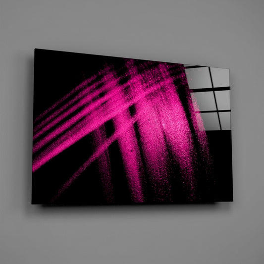 Magenta Powder Streaks on Black Glass Wall Art
