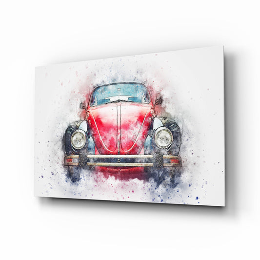 Retro Bubble Car Glass Wall Art