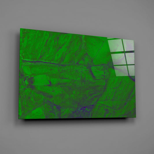 Emerald Green Cracked Paint Glass Wall Art