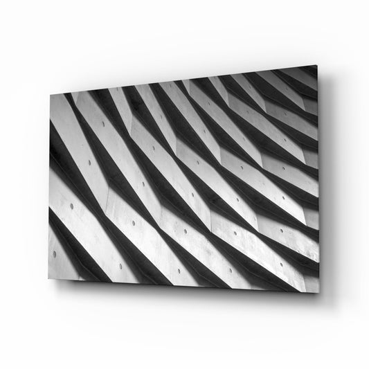 Rippled White Wall Shadows Glass Wall Art