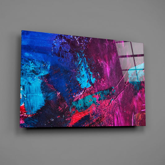 Magenta Blue Paint Strokes Glass Wall Art