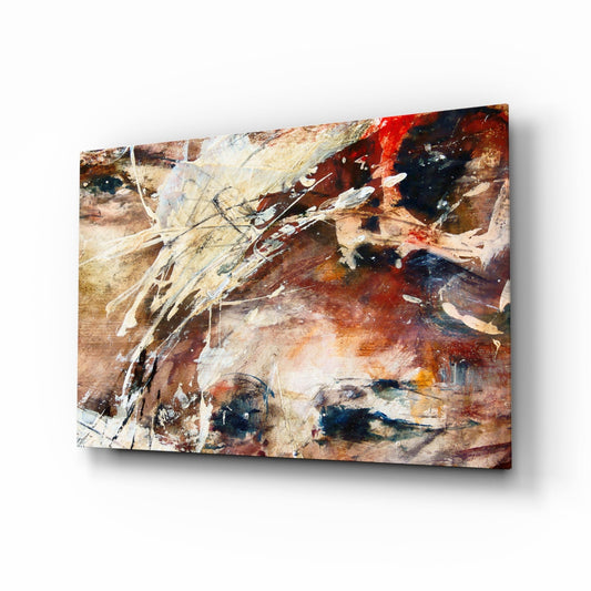 Rust Watercolor Splash Glass Wall Art