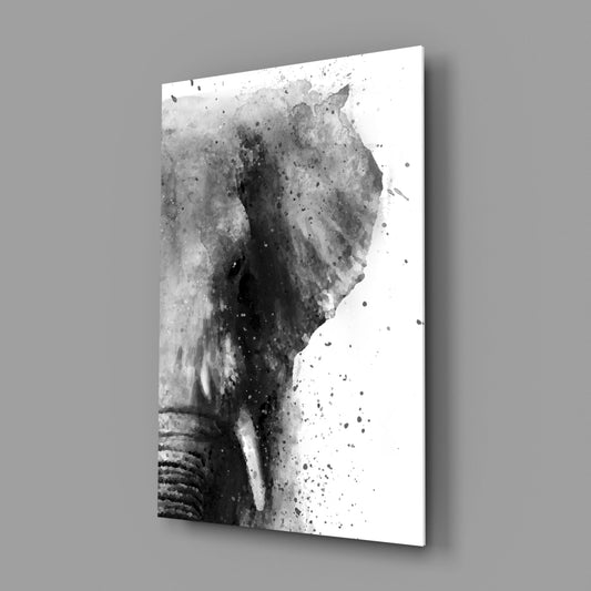 Ink Splatter Elephant Head Glass Wall Art