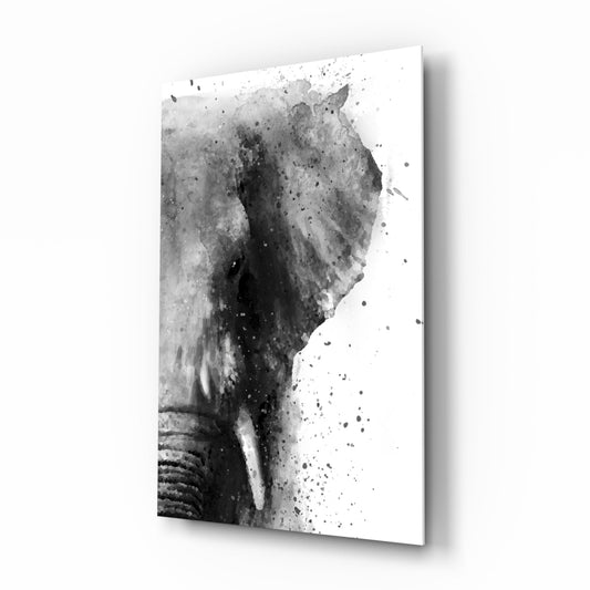 Ink Splatter Elephant Head Glass Wall Art
