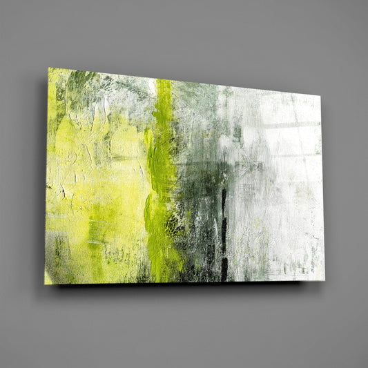 Lime Green Stripe Gray Glass Wall Art