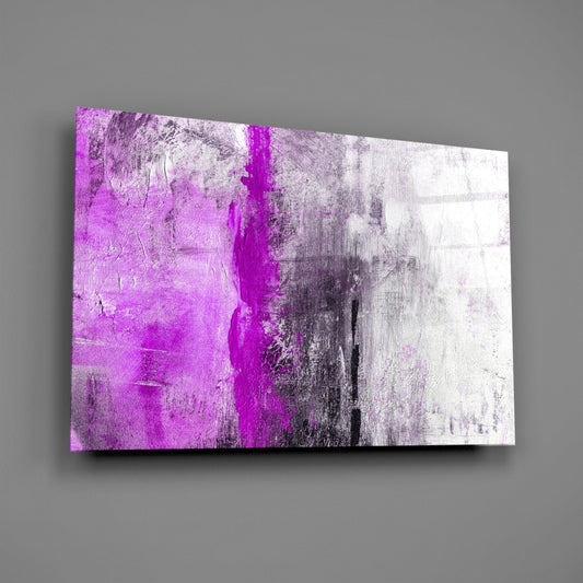 Magenta Stripe Gray Texture Glass Wall Art