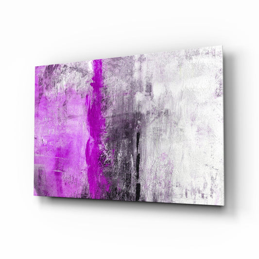 Magenta Stripe Gray Texture Glass Wall Art