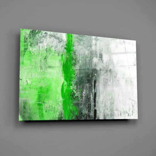 Emerald Green Stripe Gray Glass Wall Art