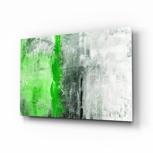 Emerald Green Stripe Gray Glass Wall Art