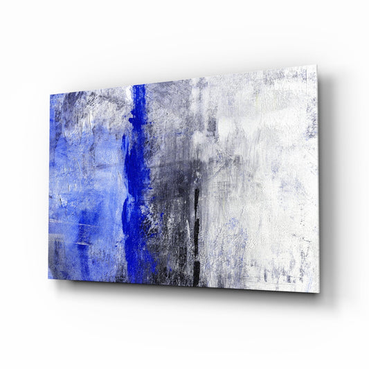 Cobalt Blue Stripe Gray Glass Wall Art