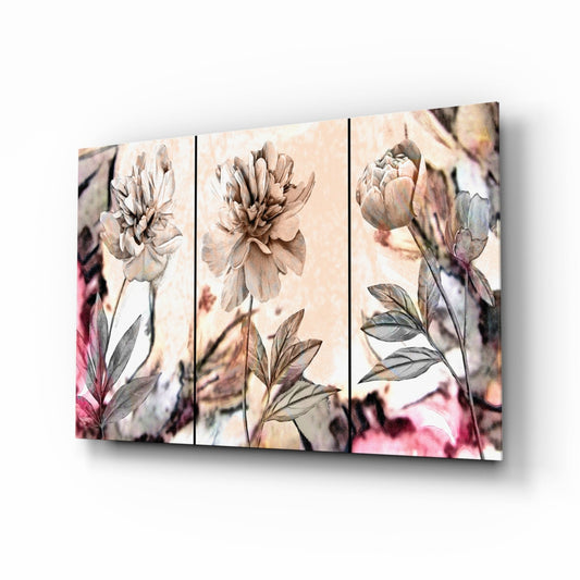 Soft Pastel Peony Panels Glass Wall Art