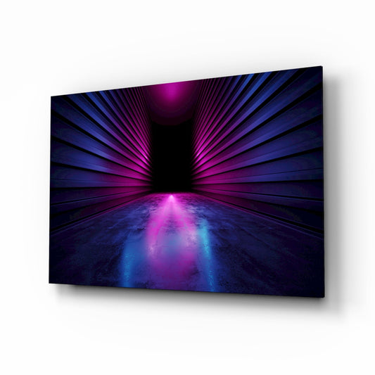 Purple Radial Light Tunnel Glass Wall Art