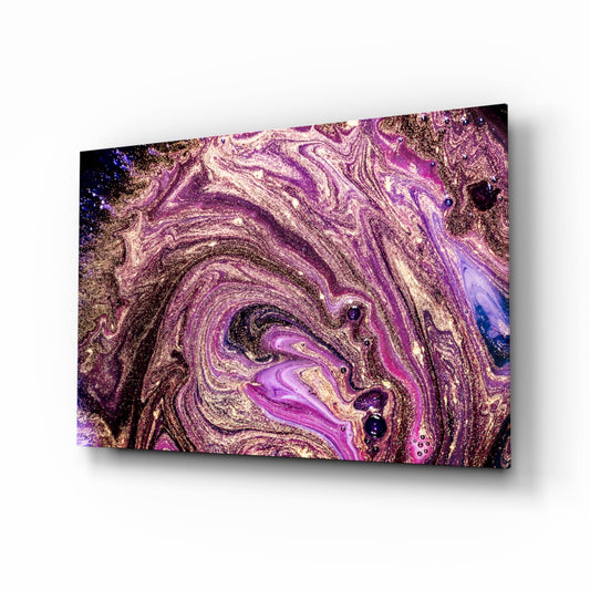 Purple Gold Glitter Marble Glass Wall Art