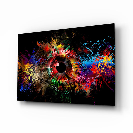 Splatter Paint Eye Explosion Glass Wall Art