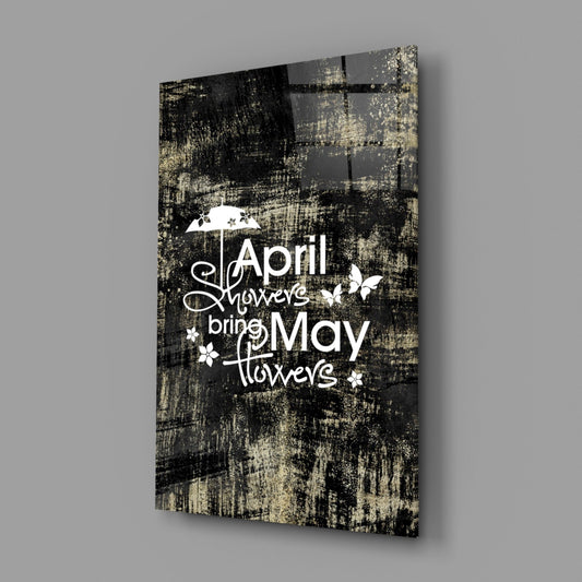 April Showers May Flowers Glass Wall Art