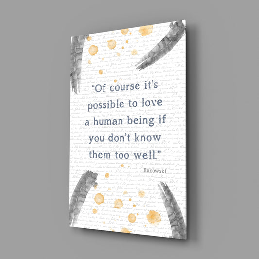 Gray Brush Gold Dots Love Quote Glass Wall Art