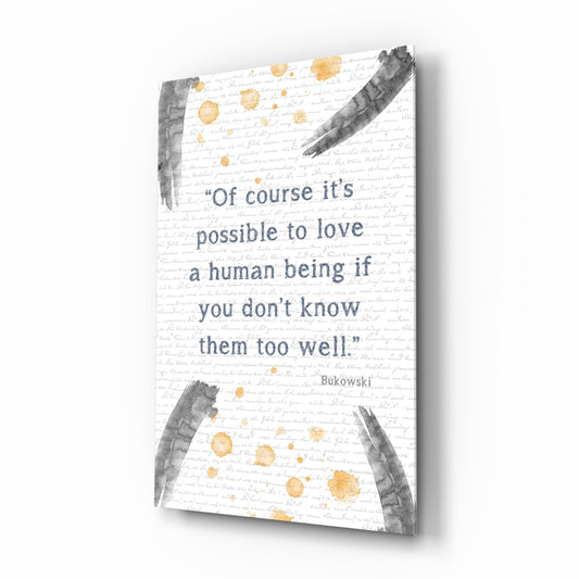 Gray Brush Gold Dots Love Quote Glass Wall Art