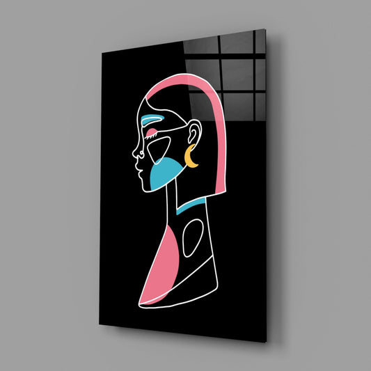 Pink Hair Profile Face Glass Wall Art