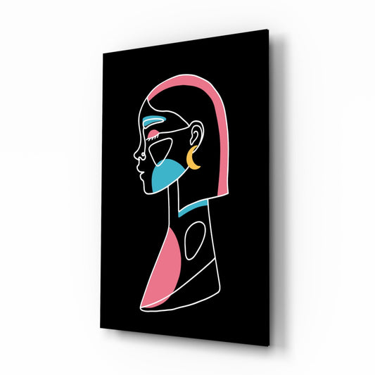 Pink Hair Profile Face Glass Wall Art