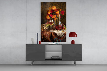 Chalice and Flowers Glass Wall Art
