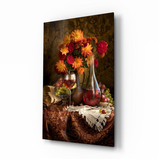 Chalice and Flowers Glass Wall Art