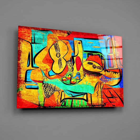 Abstract Cello Glass Wall Art
