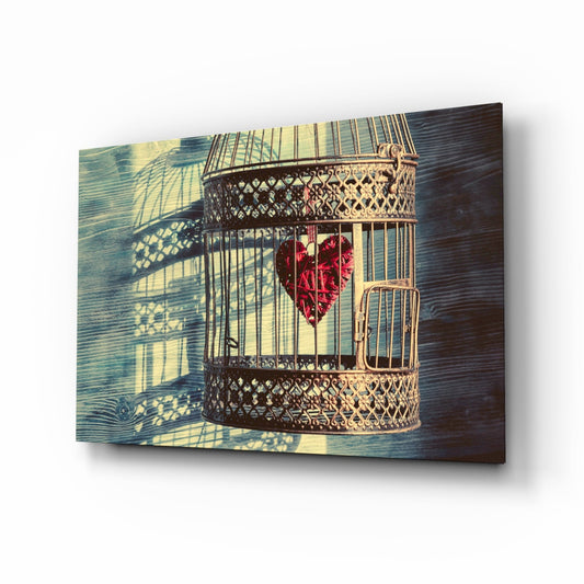 Caged Heart Glass Wall Art