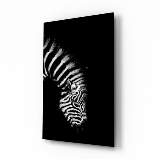 Bowed Head Zebra Glass Wall Art