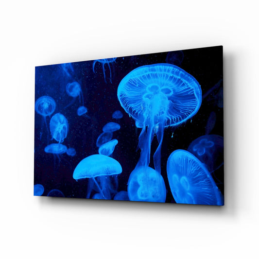 Blue Moon Jellyfish Deep Sea Glass Wall Art