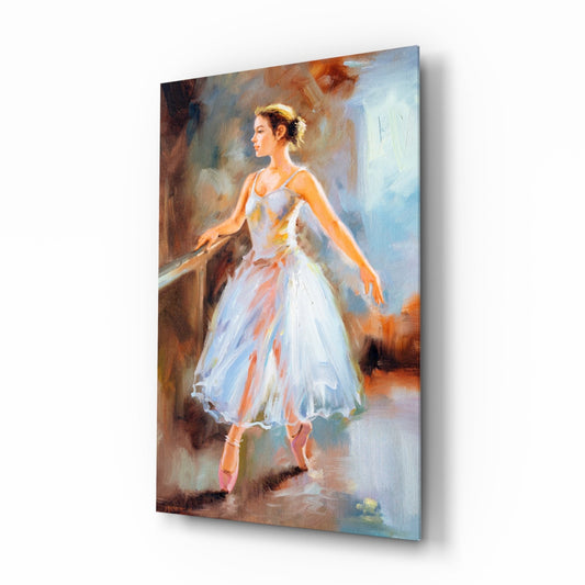 White Gown Rehearsal Ballerina Glass Wall Art
