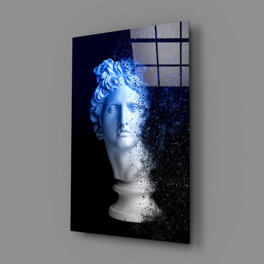 Blue Dispersion Apollo Head Glass Wall Art