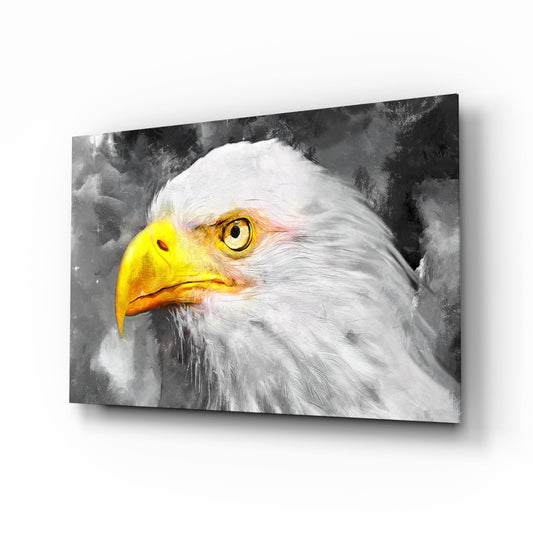 White Eagle Stormy Sky Glass Wall Art