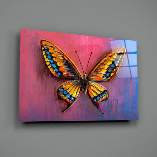 Amber Swallowtail Oil Butterfly Glass Wall Art