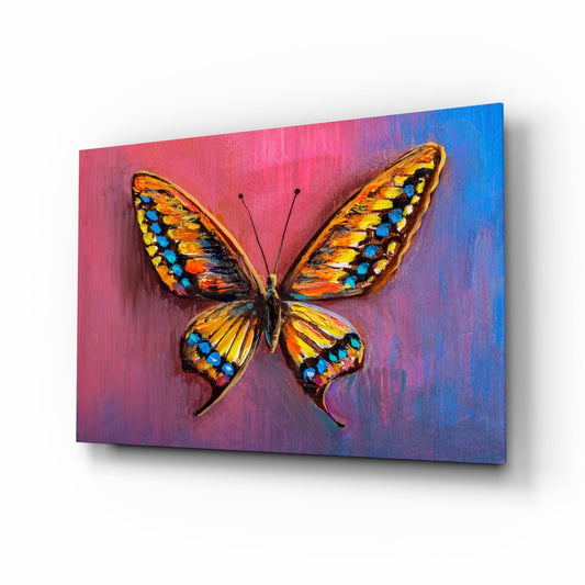 Amber Swallowtail Oil Butterfly Glass Wall Art