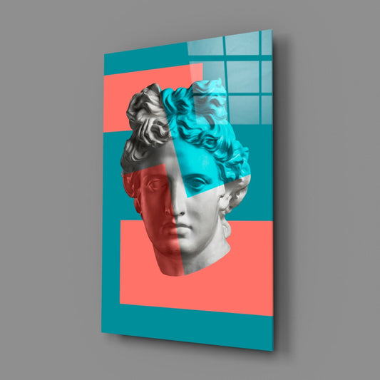 Coral Teal Split Apollo Glass Wall Art